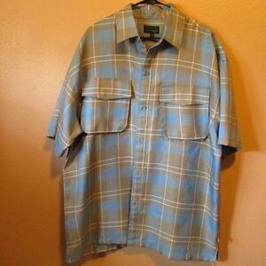 Men's Blue Plaid Casual Button Down Shirt